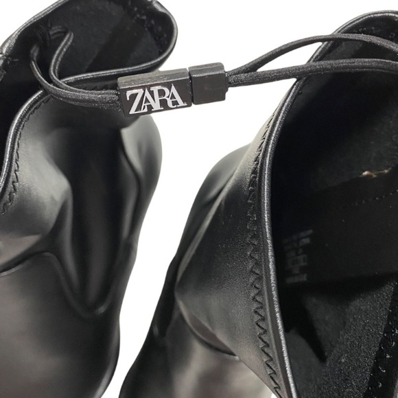 ZARA Women's Black Faux Leather Ankle Booties Silver Metal 3 In Heel Size 10 - Picture 5 of 7